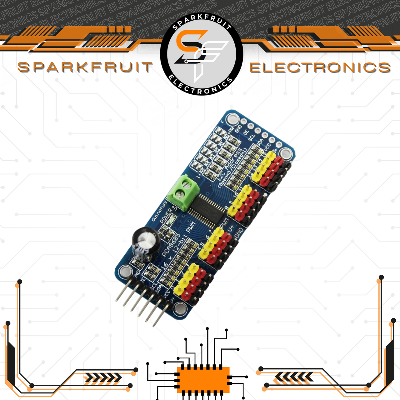 16-Channel 12-bit PWM Servo Driver - PCA9685 (Soldered)